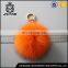 Orange fox fur pom pom ball keychain bag accessories