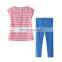 Pink Stripe Dress And Leggings  Girl Summer Outfit Kids Clothing Baby Clothes