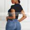 Women's eBay Amazon New Sexy Solid Color New Simple Fashion Short Sleeve Bottoming Bodysuit