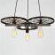 Hot selling retro bike cluster vintage rustic bicycle wheel shape light arts chandelier pendant lamp