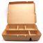 Disposable 2 3 5 compartment brown paper food box for take away fast food restaurant salad sushi fried chips