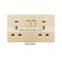 3-pin socket switch with light golden flame retardant PC panel with LED household indicator electrical wall socket switch panel