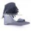 Fashionable party wear wedge woman tassel sandals cheap with back zipper