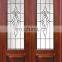 Villa entrance teak wood main double door design with glass