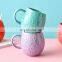 Wholesale 3D Ceramic Mug 20 Oz Ceramic Relief Butterfly Cup Straight Egg Tazas De Loza Flower Cup Ceramic Mugs For Wedding Gifts