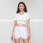 New 2 Piece Built In Bra Crop Top And 2-In-1 Quick Dry Shorts Tennis Sports Yoga Gym Clothes Women Outfit Wear Fitness Suit Set