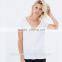 Hot Sale women blank color high quality fashion t shirt new arrival with v-neck t shirt TS038