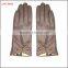 Popular simple style brown leather gloves for women