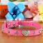 Hottest Making Leather Heart Cystal Stud Pet Collars For Dogs
