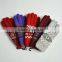 Women and girls stripe jacquard five fingers handmade cheap knitting gloves