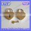 Heart shaped lock and key with gold color