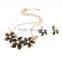Fashionable design high density gold plated zinc alloy flower necklace earring jewelry set