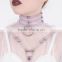 Fashion Punk Goth Rivets Choker Handmade Three Row Caged Necklace Clear Transparent Vinyl Leather Choker Collar Necklace