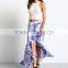 garment factory women print high cutting flowy long maxi skirt 2016