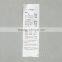 Flexographic printed satin ribbon washing care tag for Japenese market garments