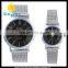 WJ-5542 siliver black and white vogue mesh belt stainless steel back couple wrist watch