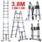 Household double Aluminum Joint Telescopic Ladder 6x2 Step ladder 3.8 Meters
