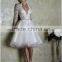 (MY0044) MARRY YOU Long Sleeve Deep V-neck Short Tea Length Wedding Dress Patterns