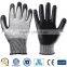 HPPE Nylon Fiberglass Nitrile EN 5 Anti Cut Gloves