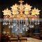 Low Price Crystal Chandelier cheap clear amber glass arm modern hotel chandelier with cups bowls glass raindrops crystals Light