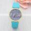 Fashion women leather watches crystal dial vogue quartz watch for ladies