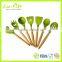2016 Hot Set of 7 Silicone Tips Cooking Utensil Set with Bamboo Handle, Kitchen Tools, Kitchenware