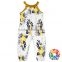 Boutique newborn baby outfit vintage grey yellow floral jumpsuit
