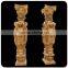 Western marble column antique yellow marble stone pillar with statue