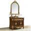 Vintage Ornate Baroque Reproduction Italian Style Solid Wood Bathroom Cabinet with Brown Marble Countertop BF12-06144b