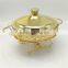 2L glass hot food warmer round silver chafing dish