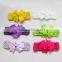 bow shape elastic fabric flower hair headband for kids