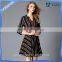 New Fashion Designer Lady Women's Dresses Striped Long Sleeve Shirt Dress