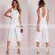hot sale adult white double layer cut out jumpsuit low price