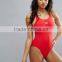 2017 Hot Sale Women Red Sportwear Swimsuit Printing Brands Logo Medalist One Piece Bodysuit Swimwear With Hole Back