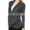 latest western ladies new model oversized cross asymmetric drape blouse