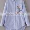 Runwaylover EY2369B 2017 Women Fashion Embroidery Stripe Blouse