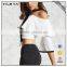 Flare Sleeve High Waist Crop Top off Shoulder Self-tie Front Tops