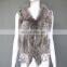 Real rabbit fur knitted weaven pattern fur vest/gilet