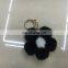colorful flower shape mink fur ball keychain