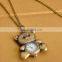 New Fashion Cute Pocket Watch Little Bear Pendant Necklace Women Dress Quartz Watches Gift