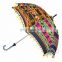 Women's Cotton Indian Embroidered Sun Parasol Vintage Decor Umbrella Embroidered Umbrellas Maroon Ethnic Sun Protector Parasol