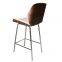 modern leather cushion wood shell high leg bar chair for pub