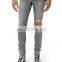 DiZNEW Dirty Indigo White Side Broken Track Ripped Denim Jeans Men