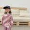 6945/Hot sell spring new arrival kids clothing full sleeve t shirt all match loose stripe girls top