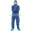 Safety Coverall Blue Hazmat Suits Disposable Nonwoven Coverall