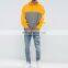 mens blank design your own yellow hoodie with different colored sleeves