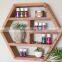 Rustic Hexagon Floating Shelves Wall Hanging Rack Multi-Layer Vintage Solid Wood Storage Shelf
