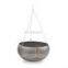 Galvanized round hanging planter