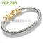 Topearl Jewelry Stainless Steel Gold-tone Dragon Heads Twisted Bangle MEB465