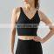 Custom Logo Sexy Long Line Crop Top V Neck Button Cross Back Sports Fitness Yoga Bra Women Workout Gym Running Wear Clothing